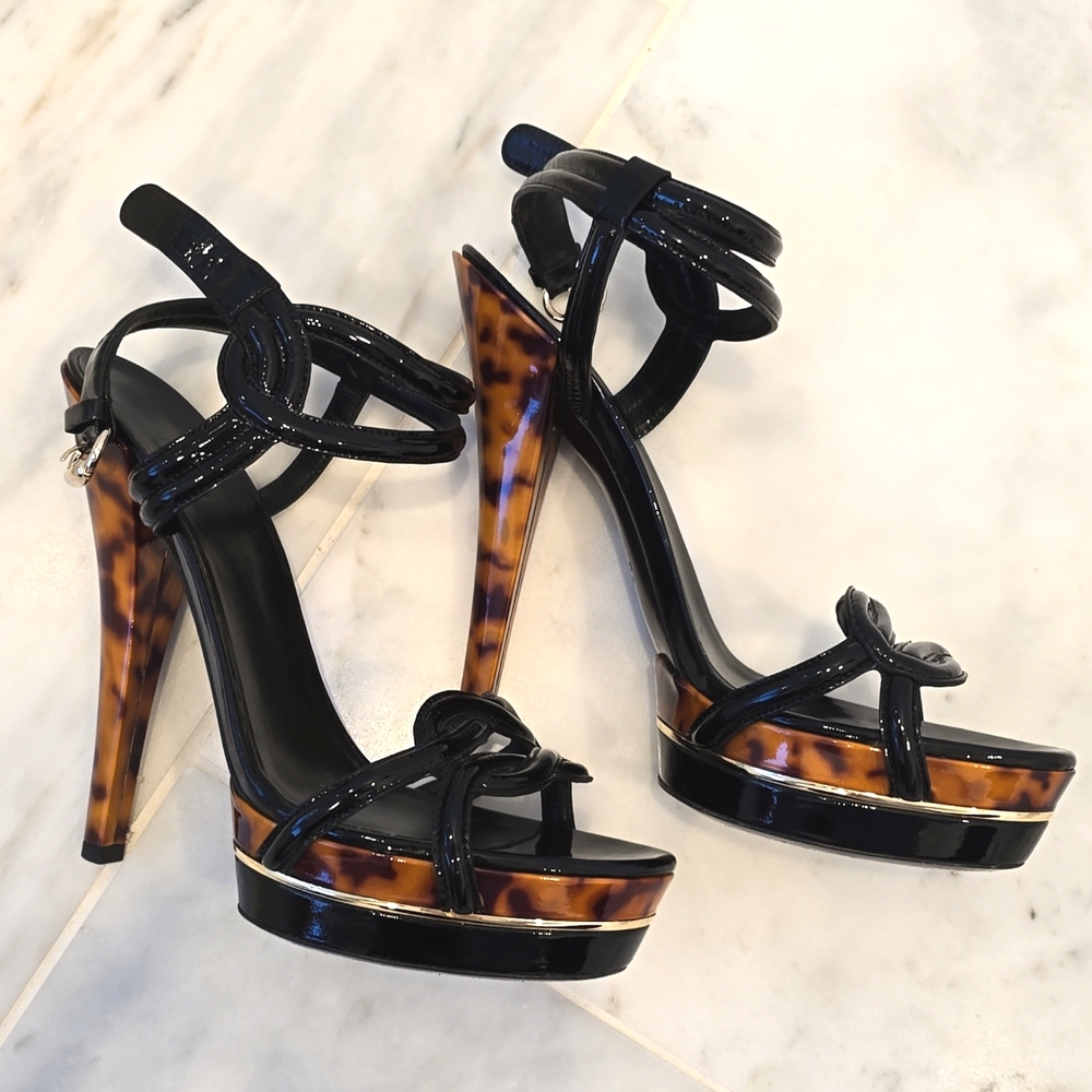 Gucci Patent Leather Slingbank Sandals